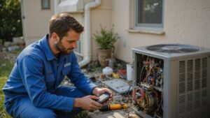 AC compressor replacement by a professional HVAC technician