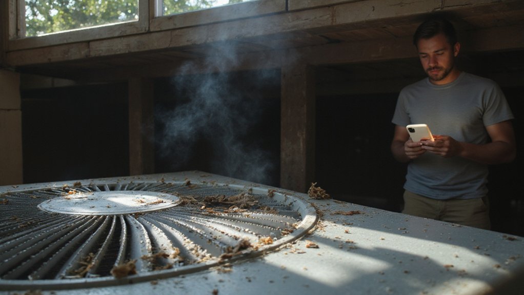 Air conditioner with loose components causing vibration and noise