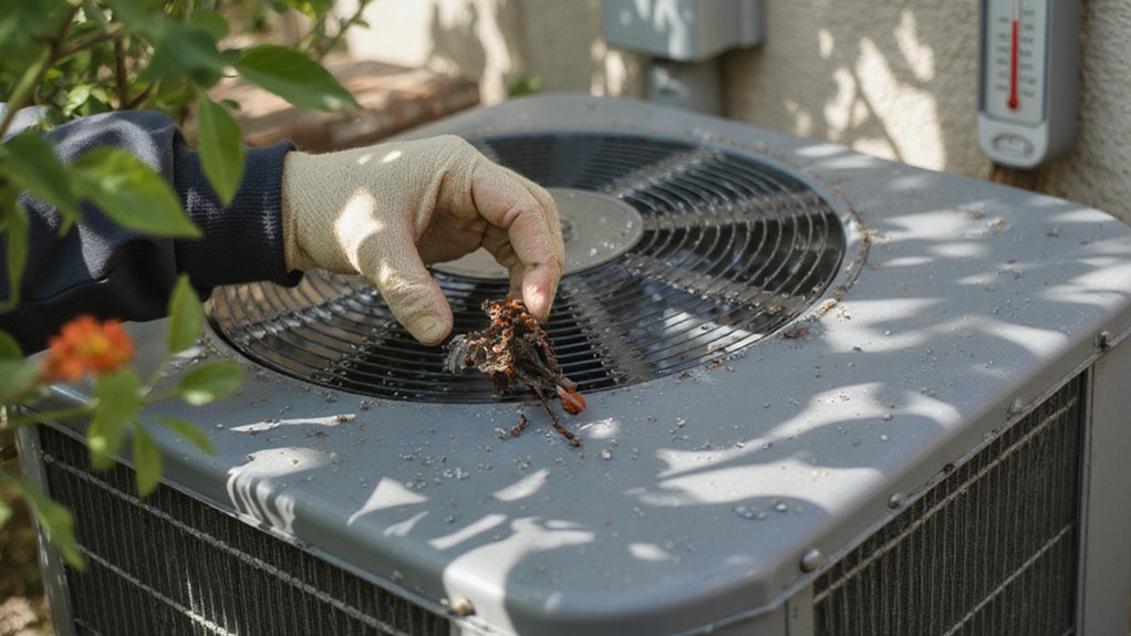 Air conditioner showing warning signs like weak cooling and unusual noises