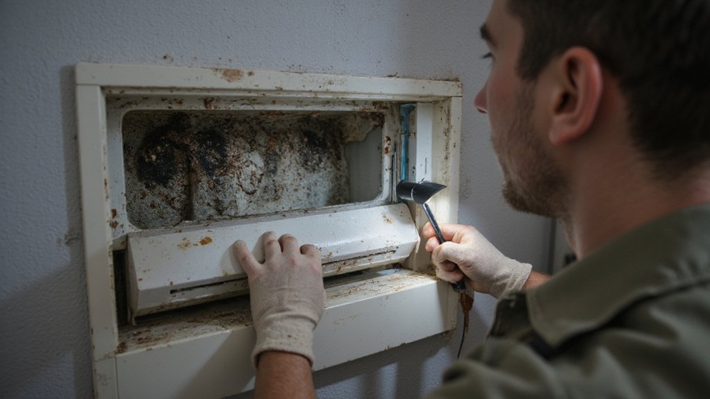 Common causes of bad smell from AC including dirty filter and water buildup