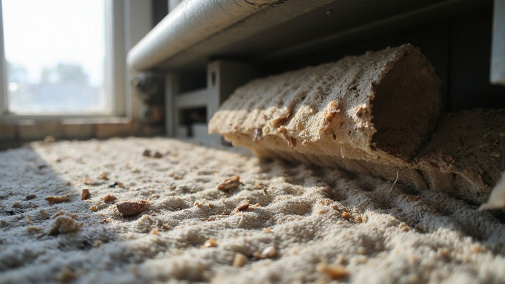 Dirty air filter showing dust buildup affecting AC performance