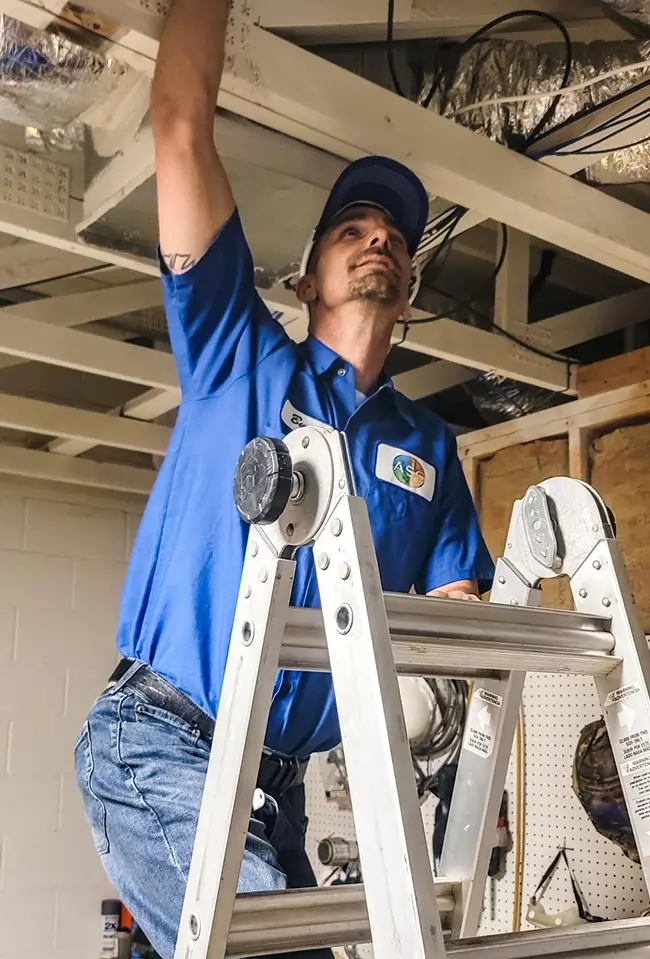 Easy air technician performing AC Maintenance 
