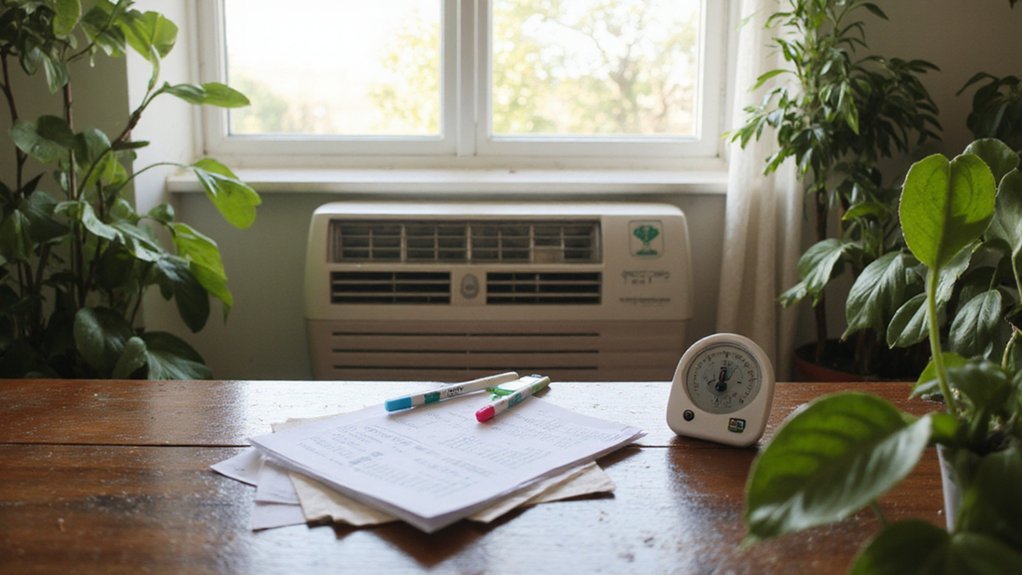 Technician servicing a residential air conditioner unit for regular maintenance