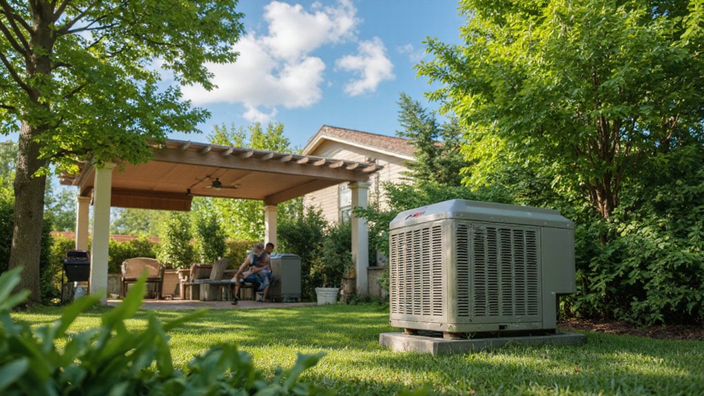 Technician checking air conditioner unit to improve efficiency during summer