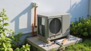 Professional air conditioner installation in a home